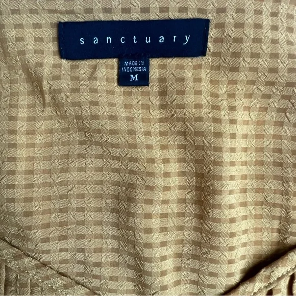 SANCTUARY mustard yellow pleated front, light ruffle trim sleeveless V neck top - Picture 3 of 10